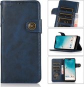 Voor Wiko Y51 KHAZNEH Dual-Splicing Koeienhuid Textuur Horizontale Flip Leren Case met Houder & Kaartsleuven & Portemonnee & Fotolijst & Lanyard (Blauw)