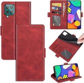 Voor Samsung Galaxy F62 / M62 Dubbelzijdige magnetische gesp Horizontale flip lederen tas met houder & kaartsleuven en portemonnee (rood)
