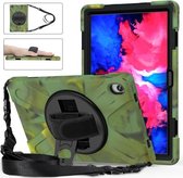 Voor Lenovo Tab P11 TB-J606F Schokbestendig Kleurrijke Siliconen + PC Beschermhoes met Houder & Handriem & Schouderriem (Camouflage)