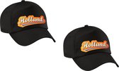 4x stuks holland supporter cap / pet - zwart - volwassenen - EK / WK / Koningsdag - Nederland supporter petje / kleding