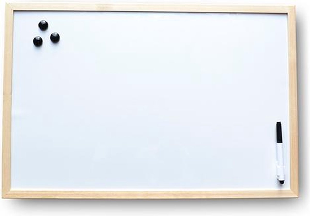 Whiteboard houten omlijsting 60 x 80 cm inclusief