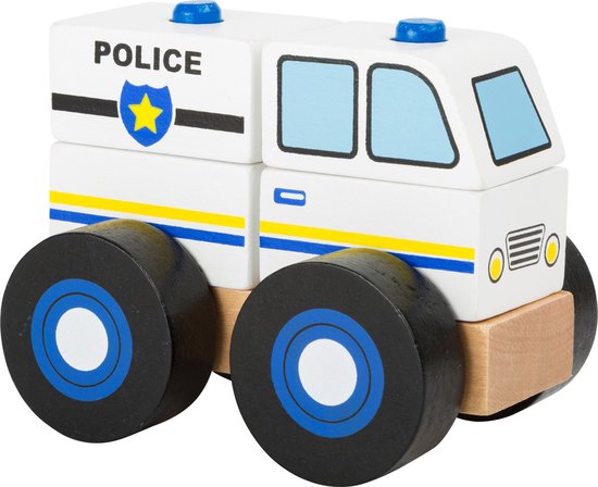 houten politieauto - bouwvoertuig - FSC® - houten speelgoed 1 jaar jongen