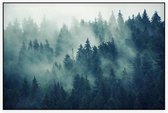 Bomen met mist - Foto op Akoestisch paneel - 120 x 80 cm