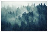 Bomen met mist,  - Foto op Akoestisch paneel - 150 x 100 cm