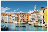 Canal Grande met gondels en kleurrijke gevels in Venetië - Foto op Akoestisch paneel - 225 x 150 cm