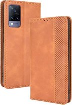 Voor vivo V21 5G/4G Magnetische Gesp Retro Crazy Horse Textuur Horizontale Flip Lederen Case met Houder & Kaartsleuven & Fotolijst (Bruin)