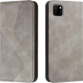 Voor Huawei Y5p Huid Voel Magnetisch S-type Effen Kleur Horizontale Flip Lederen Case met Houder & Kaartsleuf & Portemonnee (Grijs)