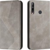 Voor Huawei P40 lite E Skin Voel je Magnetisch S-type Effen Kleur Horizontale Flip Lederen Case met Houder & Kaartsleuf & Portemonnee (Grijs)