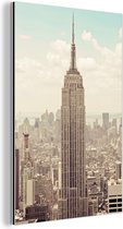 Wanddecoratie Metaal - Aluminium Schilderij Industrieel - Uitzicht op het Empire State Building met een ouderwets thema - 120x180 cm - Dibond - Foto op aluminium - Industriële muurdecoratie - Voor de woonkamer/slaapkamer