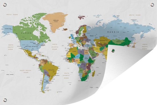 Carte du monde abstraite aux tons de terre Poster de jardin 180x120 cm XXL / Groot format!