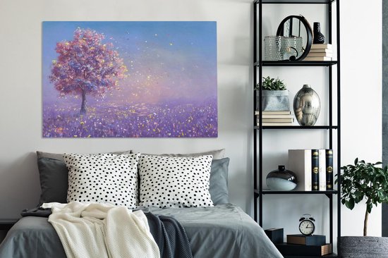 Peintures sur Toile - Arbre - Eté - Rose - 120x90 cm - Décoration murale