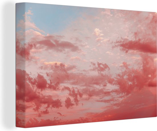 Canvas Schilderij Roze wolken - 30x20 cm - Wanddecoratie