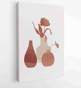 Floral and Foliage in bottle line art drawing with abstract shape 1 - Moderne schilderijen – Vertical – 1920148469 - 80*60 Vertical