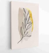 Botanical wall art vector set. Golden foliage line art drawing with watercolor 2 - Moderne schilderijen – Vertical – 1931500550 - 115*75 Vertical