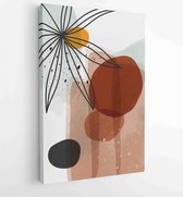 Botanical wall art vector set. Golden foliage line art drawing with watercolor 1 - Moderne schilderijen – Vertical – 1931500502 - 80*60 Vertical