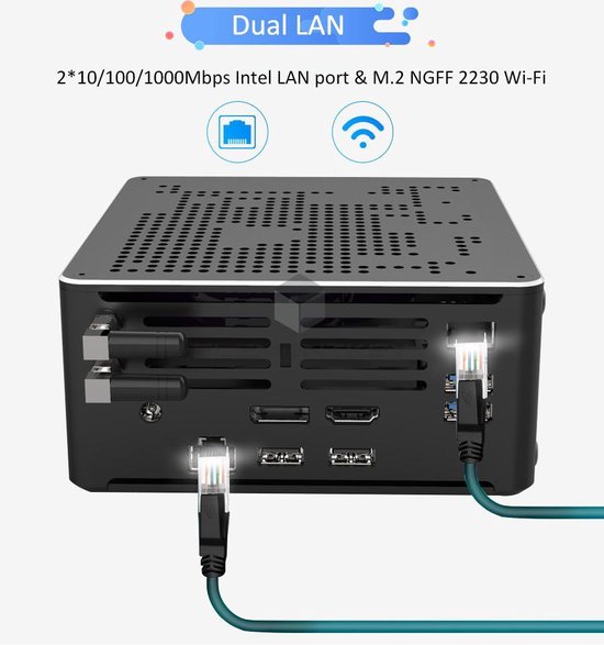 Elementkey iON2 - Mini PC - i7-9850H - 4.6 Ghz - Computer - 16B RAM + 256GB NVME SSD + 1TB HDD - Windows 11 PRO - WiFi - Bluetooth - Alternatief voor NUC