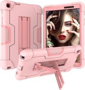 Voor Galaxy Tab A 8.0 & S Pen (2019) P200 Contrastkleur Silicone + PC Combinatie Case met houder (Rose Gold)