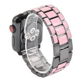 Voor Apple Watch 5 & 4 40 mm / 3 & 2 & 1 38 mm epoxy metalen horlogeband (roze grijs)