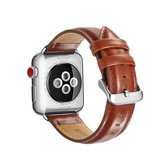 Voor Apple Watch Series 5 & 4 44mm / 3 & 2 & 1 42mm Crazy Horse Texture Top-grain lederen horlogeband (lichtbruin)