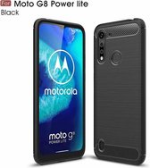 Voor Motorola Moto G8 Power Lite Brushed Texture Carbon TPU Case (Zwart)