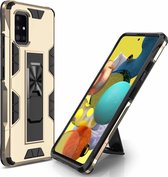 Voor Samsung Galaxy A71 Soldier Armor schokbestendig TPU + PC magnetische beschermhoes met houder (goud)