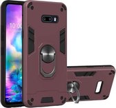 Voor LG G8X ThinQ / V50S ThinQ 2 in 1 Armor Series PC + TPU beschermhoes met ringhouder (wijnrood)