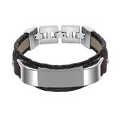 Voor Fitbit Alta HR Smart armband geweven dubbele lus lederen band horlogeband, maat: S (donkerbruin)