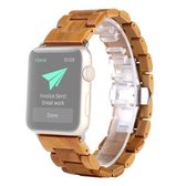 Houten vervangende polsband horlogeband voor Apple Watch Series 6 & SE & 5 & 4 44 mm / 3 & 2 & 1 42 mm (lichtbruin)