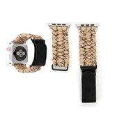 Magic Paste lederen paraplu touw nylon polshorloge band met en roestvrij stalen gesp voor Apple Watch Series 3 & 2 & 1 38 mm (goud)