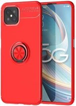 Voor OPPO A92s metalen ringhouder 360 graden roterende TPU-hoes (rood + rood)