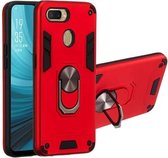 Voor OPPO A5s & A7 2 in 1 Armor Series PC + TPU beschermhoes met ringhouder (rood)