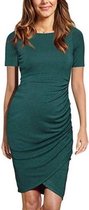 Onregelmatige korte mouwen ronde hals pakket hippe zwangere vrouwen jurk (kleur: groen maat: XL)-Groen