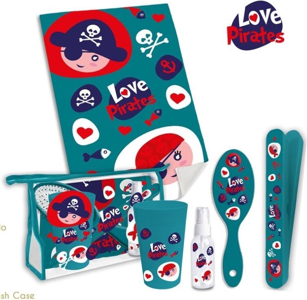 Toiletset Love Pirates – 6-delig – Kinderen – Groen – Reisset