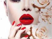Vrouw met rode lippen - Foto op Tuinposter - 80 x 60 cm