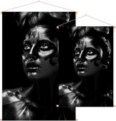 Vrouw in het donker,  - Foto op Textielposter - 90 x 135 cm