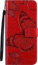 OnePlus 8 Hoesje - Mobigear - Butterfly Serie - Kunstlederen Bookcase - Rood - Hoesje Geschikt Voor OnePlus 8