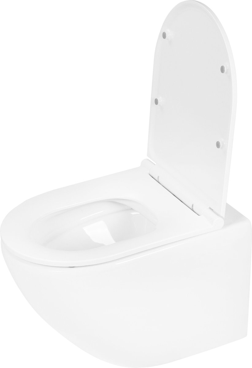 Wandtoilet Differnz Met PK Uitgang Rimless Inclusief Toiletbril Glans Wit