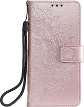 Bloemen Book Case - Motorola Moto G9 Plus Hoesje - Rose Gold