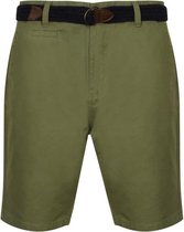 TOKYO LAUNDRY Chinoshort met gevlochten riem Groen kaki Heren
