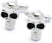 Manchetknopen - Halloween Lachende Doodskop Zilver