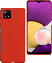 Samsung A22 Hoesje Rood Siliconen - Samsung A22 (5G) Case Back Cover Silicone - Samsung A22 Hoes Siliconen Rood