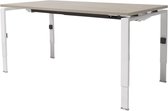 Linesto N4 bureau, hoogte instelbaar (65-85cm) met 120x80cm havana/ kersen licht zwevend 25mm blad en wit (RAL9010) vierpoot N-frame (poot rechthoekig 66 x 26 mm.), (met geintegree