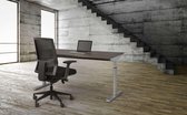 Hoogte verstelbaar T-poot bureau Quick breed 160CM diep 80CM bladkleur Halifax Eiken framekleur Wit (RAL9010)