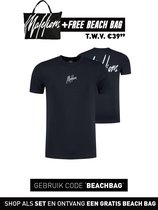 Malelions Men Split Signature T-Shirt - Navy/Light Blue