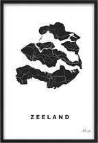 Poster Provincie Zeeland - A3 - 30 x 40 cm - Inclusief lijst (Zwart MDF)