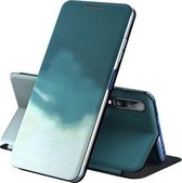 Voor Samsung Galaxy A70 Spanning Aquarel Patroon Huid Voel Magnetische Horizontale Flip PU Lederen Case met Houder (Groen)