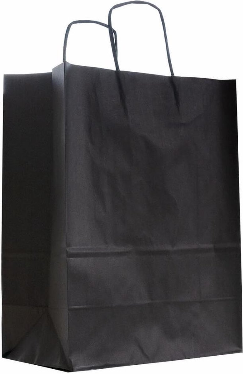Papieren tasjes 50 stuks - Zwart - A4 25x11x32 - Cadeautasjes - Papieren tasjes met handvat