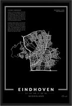 Poster Stad Eindhoven - A3 - 30 x 40 cm - Inclusief lijst (Zwart MDF)