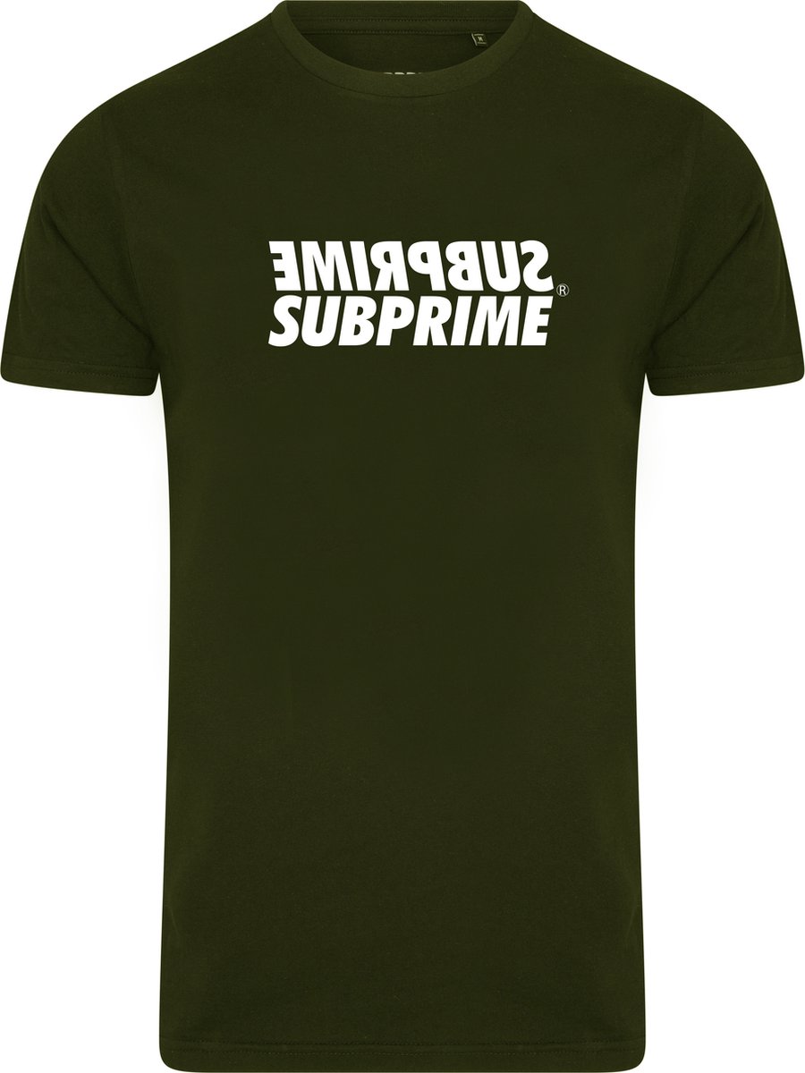 Subprime - Heren Tee SS Shirt Mirror Army - Groen - Maat XXL