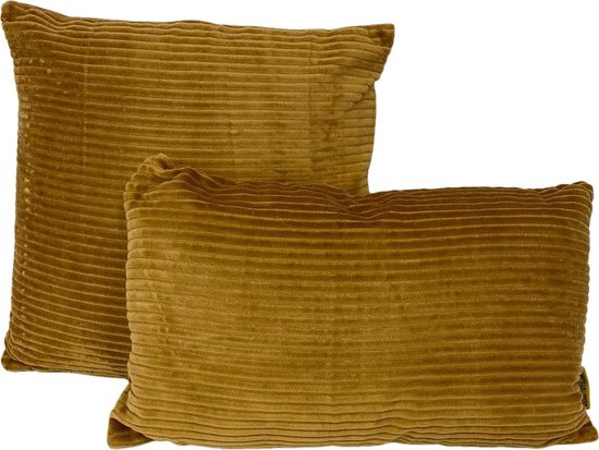 Mycha Ibiza - Sierkussen - rib Velvet - katoen - 45 x 45 + 30x50 cm - Oker Geel